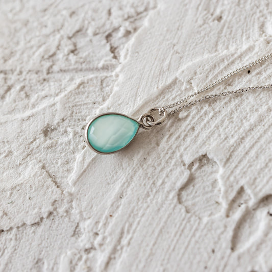 Sky Blue Teardrop Necklace