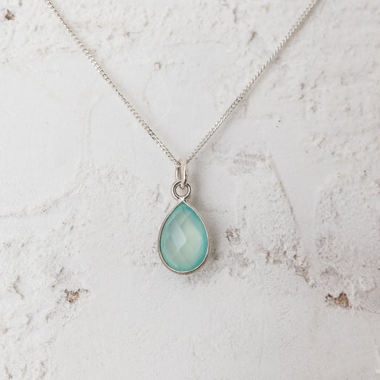 Sky Blue Teardrop Necklace