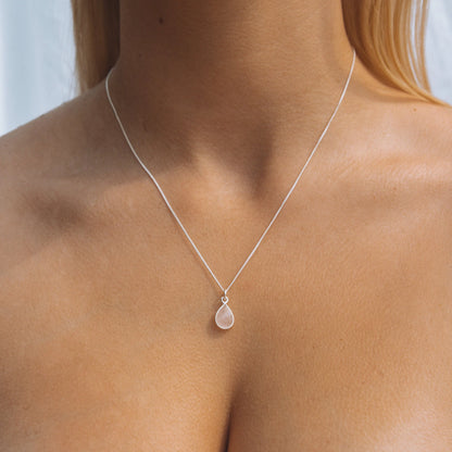 Rose Quartz Teardrop Necklace